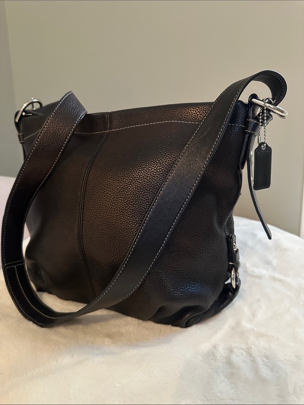 Coach black pebbled crossbody